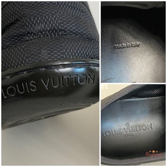 Authentic Louis Vuitton Gray/Black Damier Graphite Nylon Men's Sneakers Size 9.5 - Picture 5 of 14